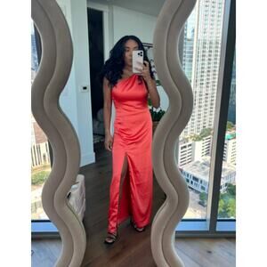 FREE PEOPLE Victoria Peach Orange One Shoulder Maxi Dress Size 8